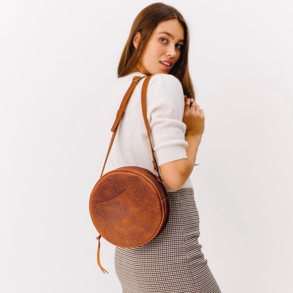 Portland Leather Handbags - Portland Leather, meadow design, large crossbody circle bag - NWOT!